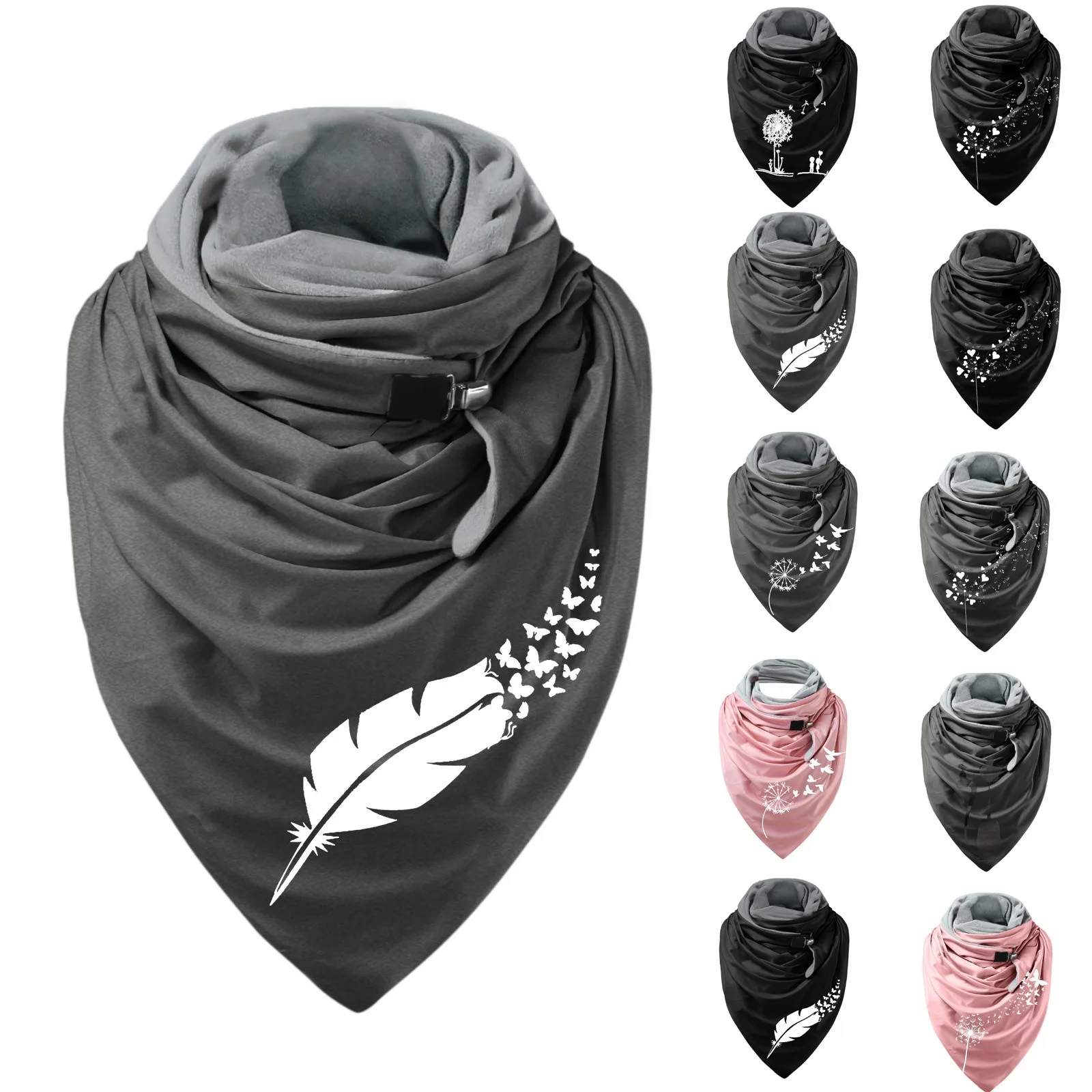 

Soft Women Button Wrap Fashion Casual Warm Printing Scarves Shawls Red And Blue Plaid Scarfs for Women Knit Scarf And Headband