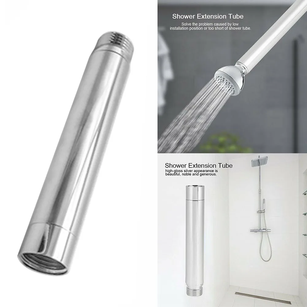 

4inch Accessories Handheld Anti-rust Stainless Steel Silver For Bathroom Universal Easy Install Durable Shower Extension Tube