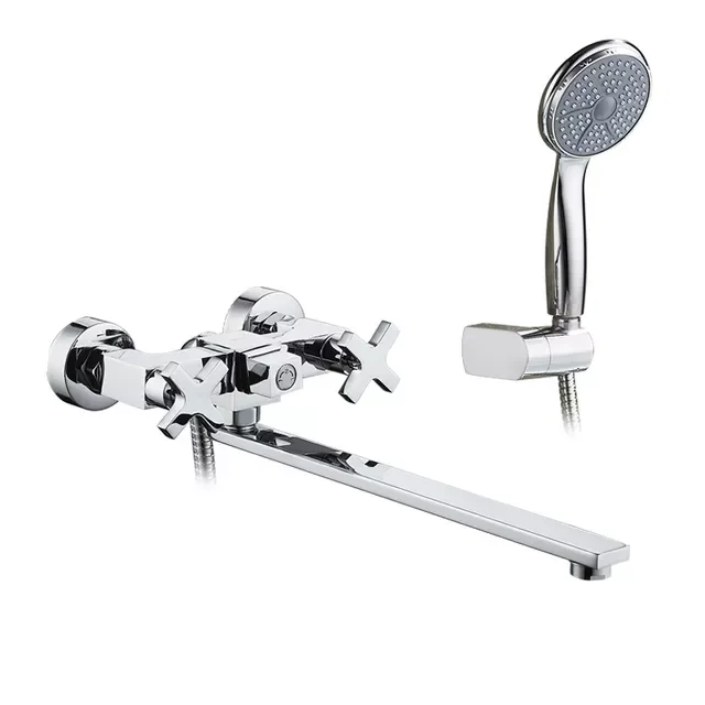 

Bathroom Faucet Chrome Finish New Wall Mounted Waterfall Bathroom Bathtub Handheld Shower Tap Mixer Faucet L2584