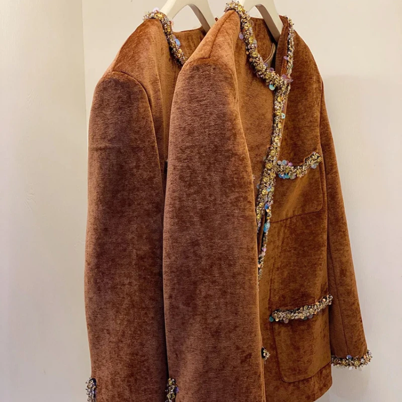 Осень/зима винтажный комплект премиум-класса Heavy Industry с бриллиантами и карманами