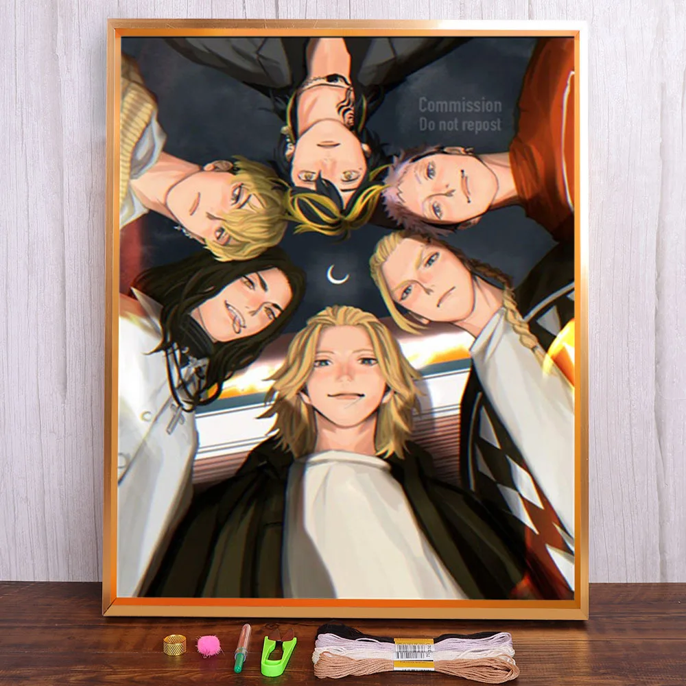 

Tokyo Avengers Cartoon Anime Printed 11CT Cross Stitch Complete Kit DIY Embroidery DMC Threads Handmade Handiwork Decor