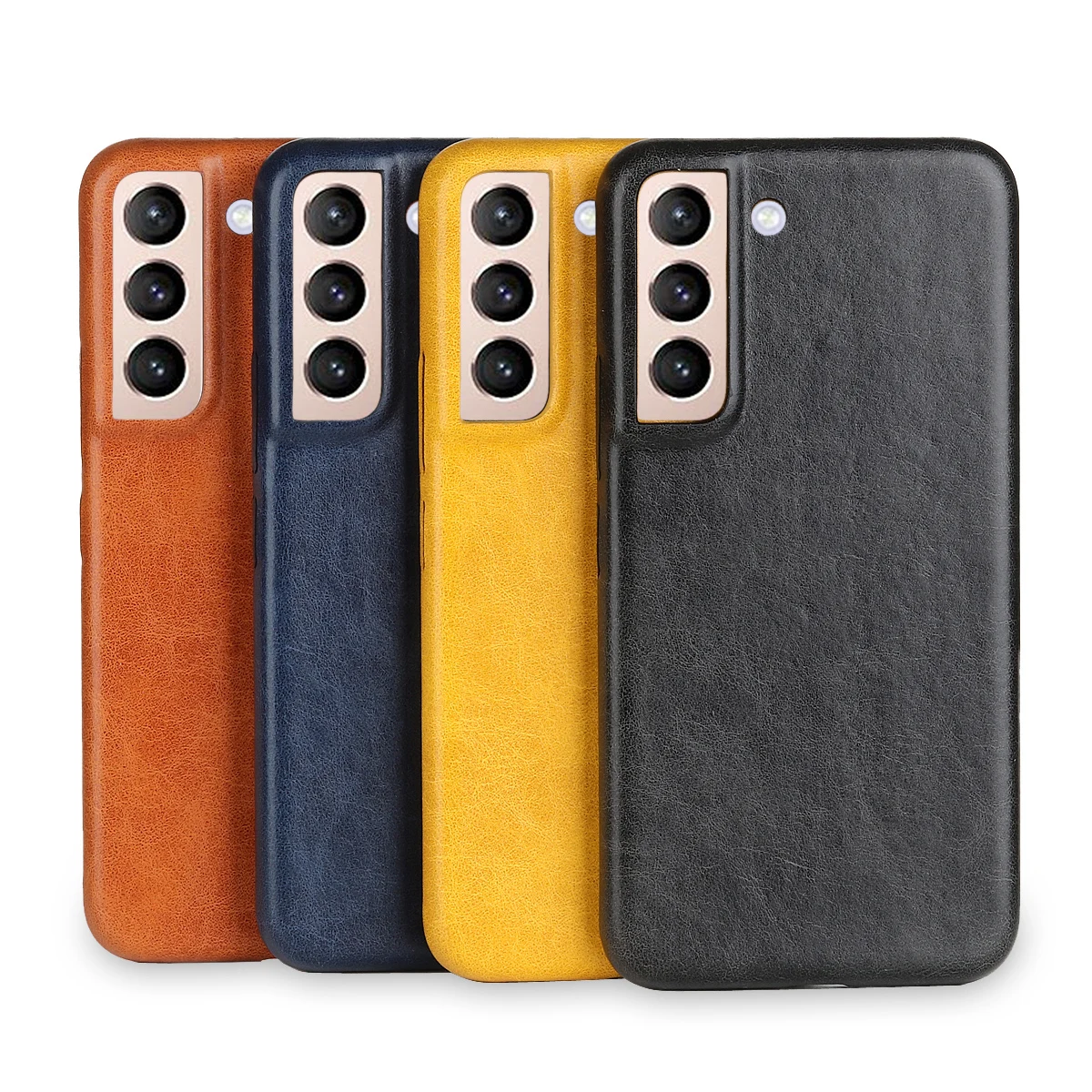 

Real Cow Leather Solid Color Business Style All-inclusive Anti-fall Phone Case for Samsung Galaxy S22 S21 A72 A52 A21S A53 S21U