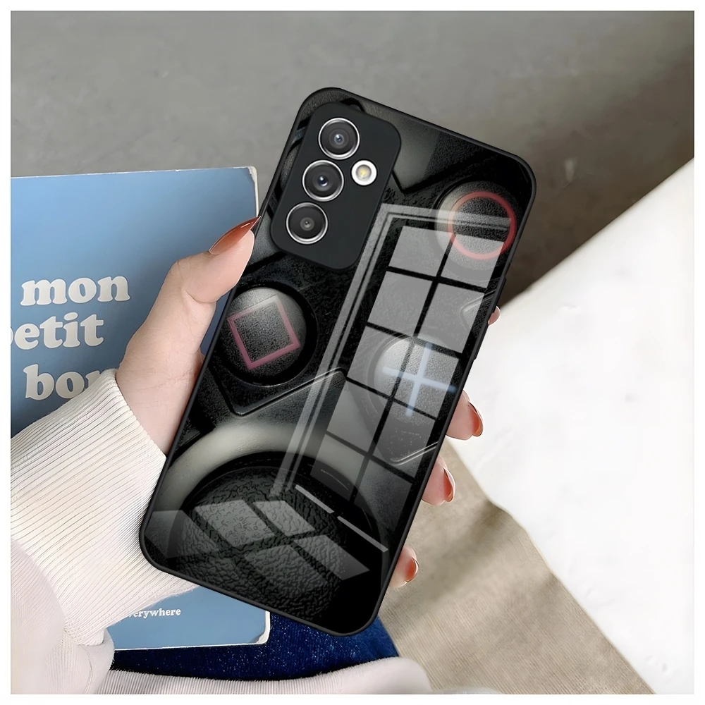 Игровой чехол для телефона Samsung S24 Ultra S23 S22 S20 Fe S21 Plus Galaxy A54 A34 A24 A53 M54 Note 20 стеклянный