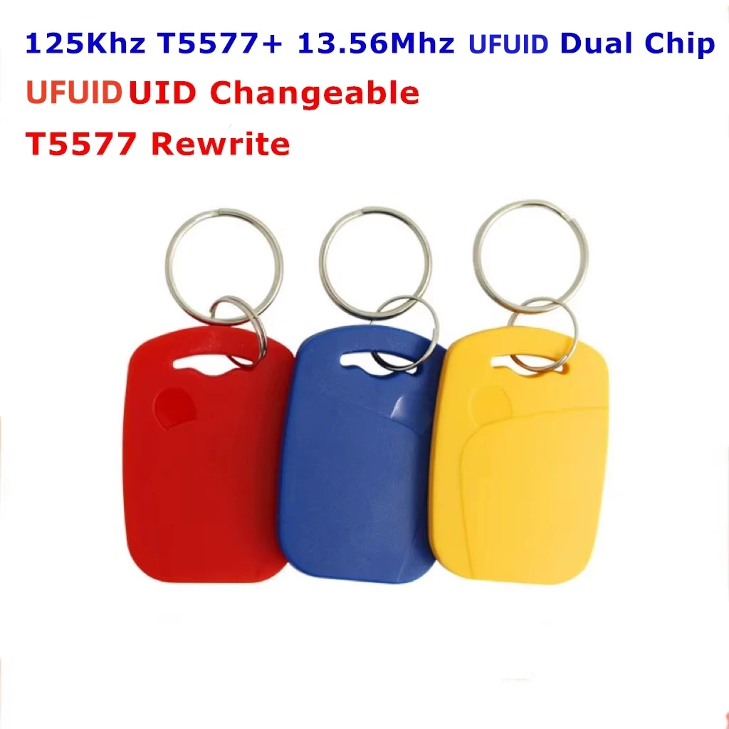 

Двойной чип NFC RFID 13,56 МГц 1K UID CUID UFUID и T5577 125 кГц ID-ключ-тег, читаемый, записываемый, перезаписываемый для копирования, клонирования резервного копирования