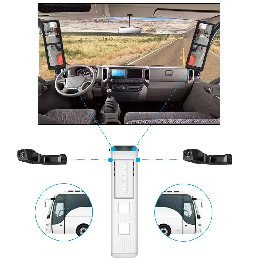Фото 2025Epark HD 15,88-дюймовый AI Обнаружение слепых зон для автомобиля Разделенное электронное зеркало Вертикальный монитор Система камеры для грузового автобуса №5