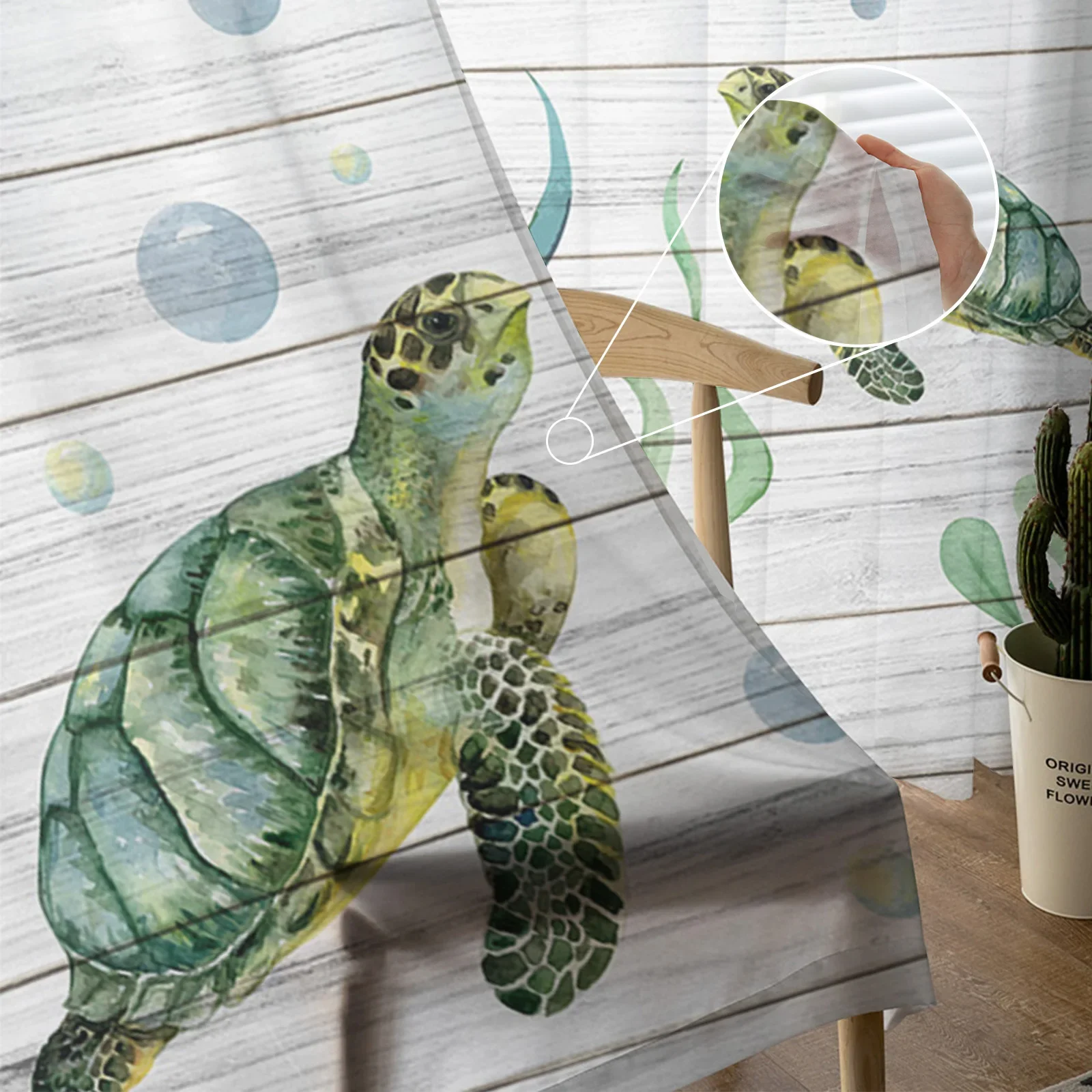 Морская черепаха коралловая доска текстура тюлевые шторы для гостиной кухни