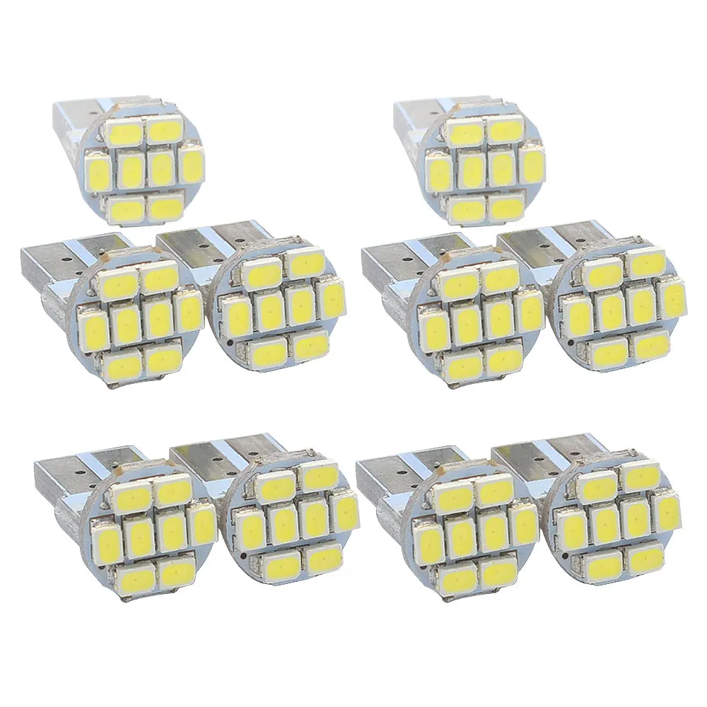 

10pcs New T10T 1206 8SMD Car Led Lights Turn Signal License Plate Light Dome Light Interior Lamps W5W 12v Autto Wedge Light Dash