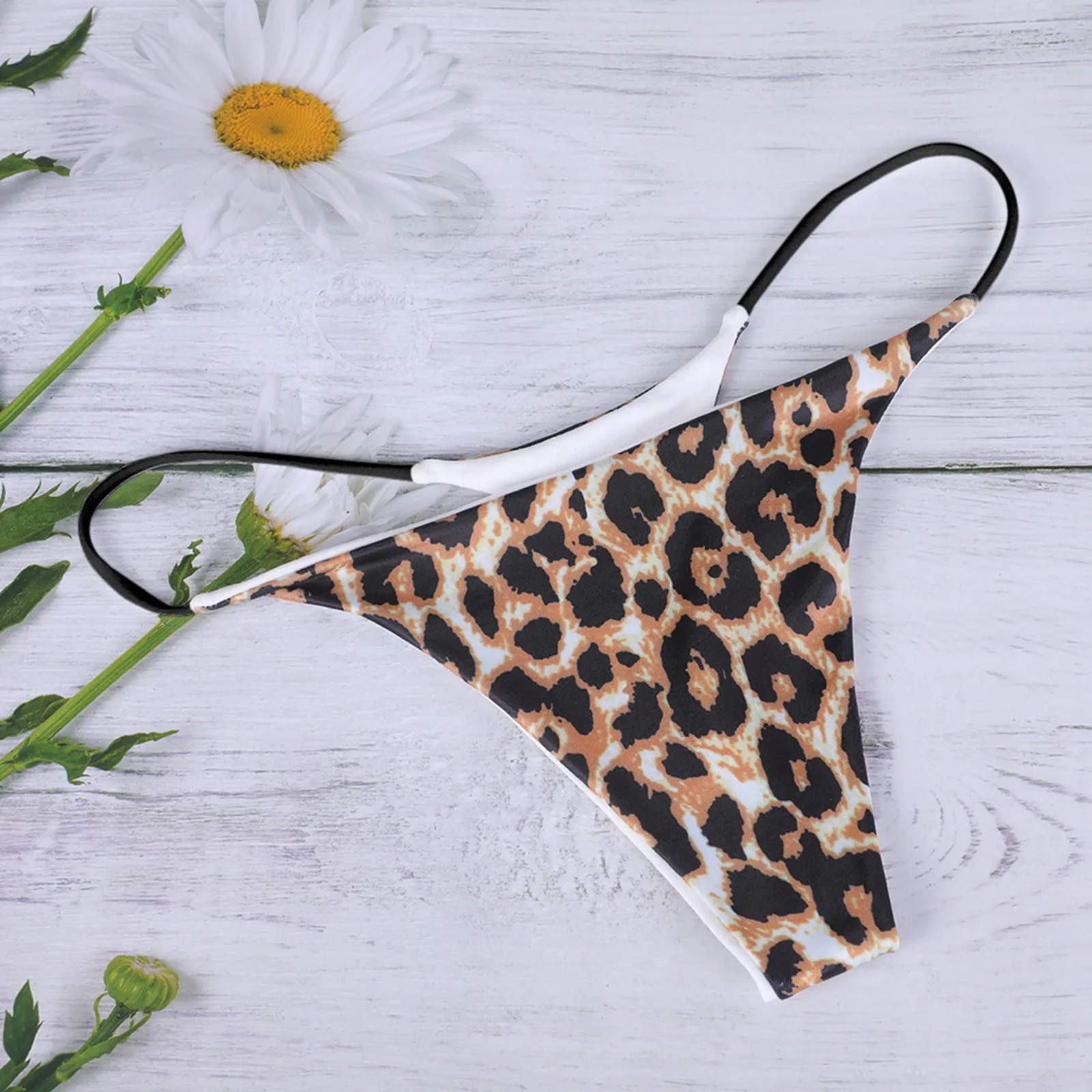 Леопардовые трусики стринги с низкой талией сексуальные женские бесшовное белье