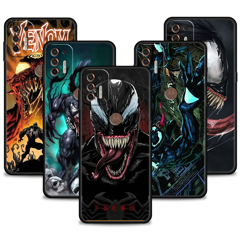 

For Motorola G8 Power Lite Plus G22 G31 G60S G71 One Fusion G30 G9 Play G200 5G G60 Celular Case Marvel SuperHero Venom Style
