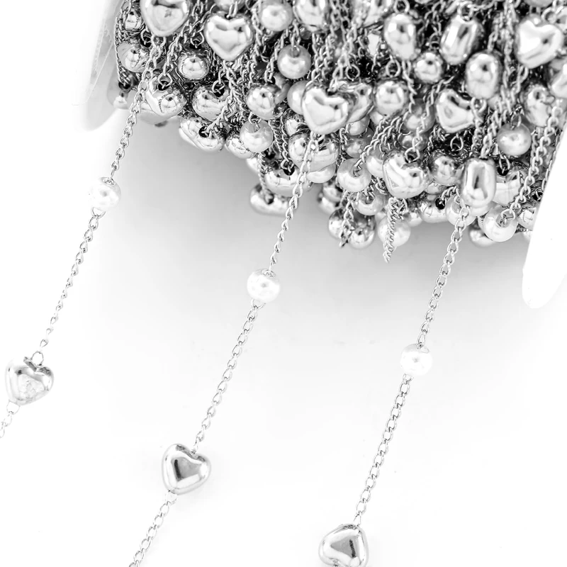 Жемчужная цепочка 1 метр 4 мм 6 CCB сплющенный круг сердце звезда бисер медная для