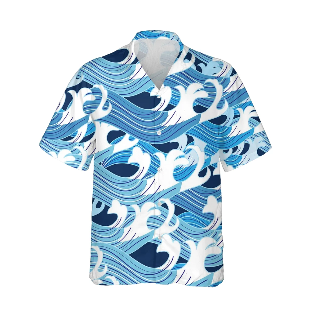 Jumeast 3d Cloud Wave Printed Mens Hawaiian Shirt Short Sleeve Harajuku Japanese Fashion Shirts for Men Loose Vintage Streetwear