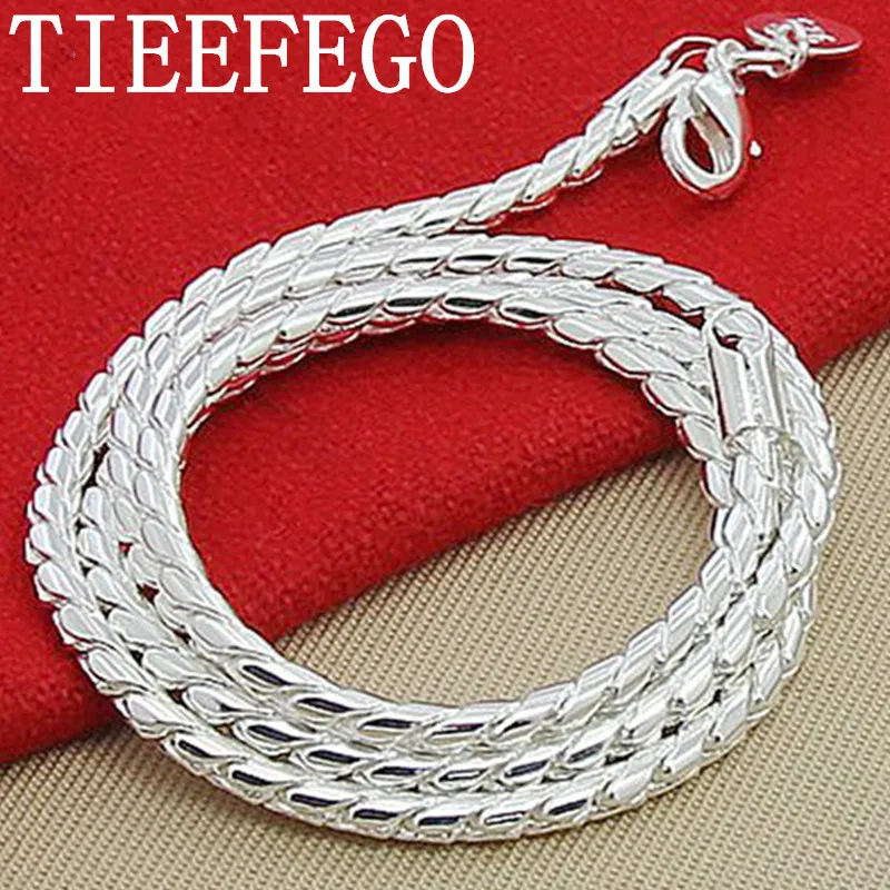 

TIEEFEGO 925 Sterling Silver 3mm Snake Chain Necklace Woman Man Fashion Simple 20 Inches Chain Jewelry