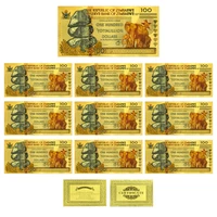 10pcslot zimbabwe elephant one hundred yottalillion dollars gold foil banknotes commemorative banknotes business souvenir gifts
