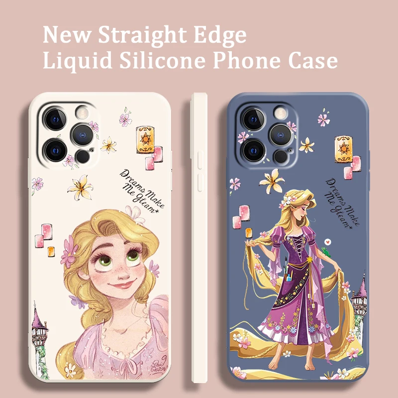 

Princess Rapunzel Disney Girl Liquid Rope Phone Case For Apple IPhone 14 13 12 Mini 11 Pro XS MAX XR X 8 7 Plus SE Soft Cover