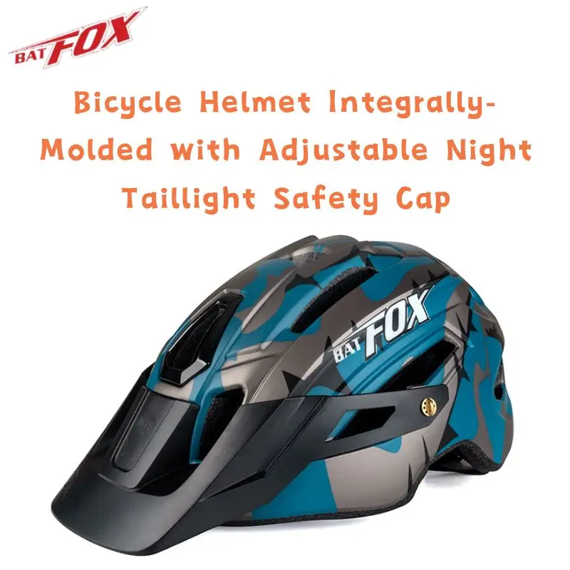 

Велосипедный шлем BATFOX с интегрированным формованием и регулируемым ночным задним фонарем, защитная шапка для горного велосипеда, Велосипедное оборудование