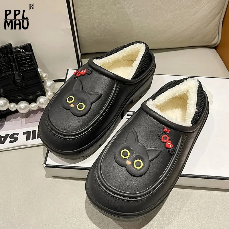 

Водонепроницаемые зимние теплые тапочки из ЭВА, модель 2022 года, Модная легкая Нескользящая офисная обувь на платформе, Симпатичные удобные домашние хлопковые слипоны