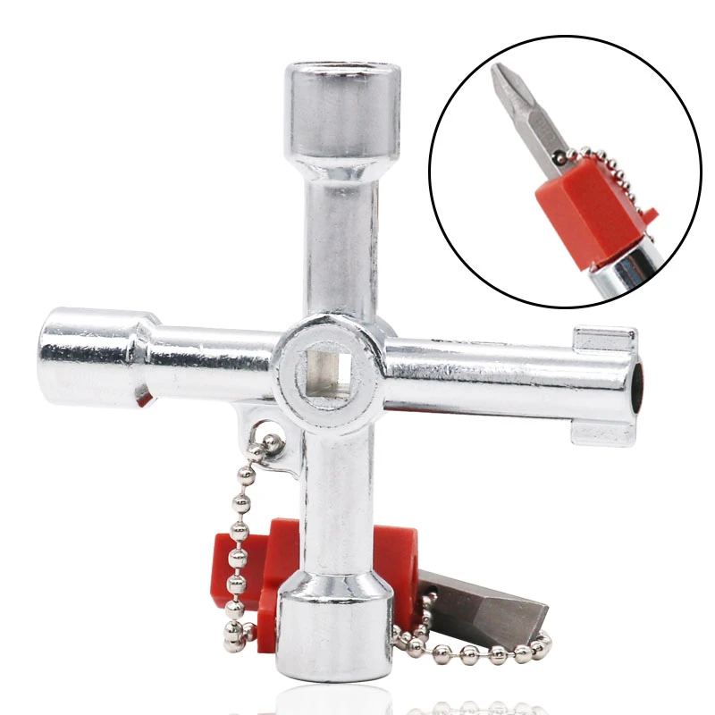 

Universal Cross Square Triangle Electrical Cabinet Elevator Lift Key Wrench Zinc Alloy Cross Switch Mini Spanner Hand Tools