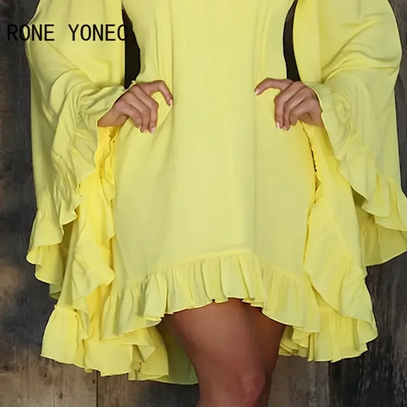 2023 женское Повседневное платье с воротником-лодочкой и оборками