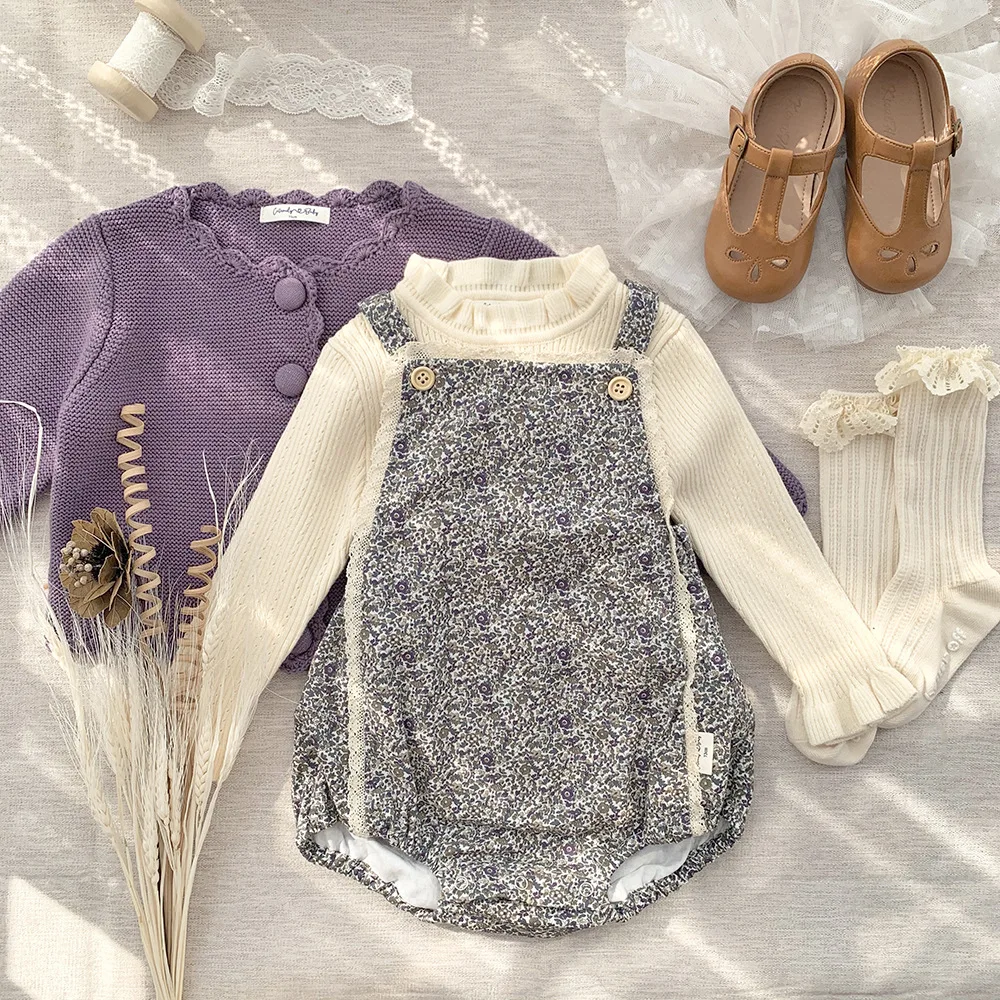 

Винтажный Детский вельветовый комбинезон на подтяжках с испанскими цветами для девочек, Осень-зима 2023