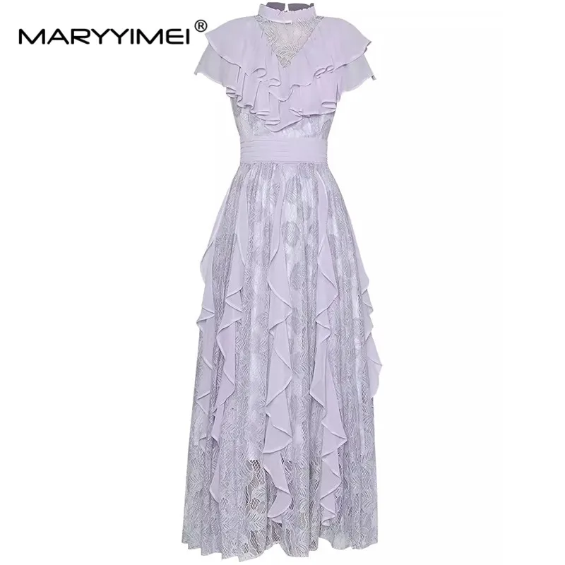 Женское платье MARYYIMEI с воротником-стойкой и рукавами-бабочками