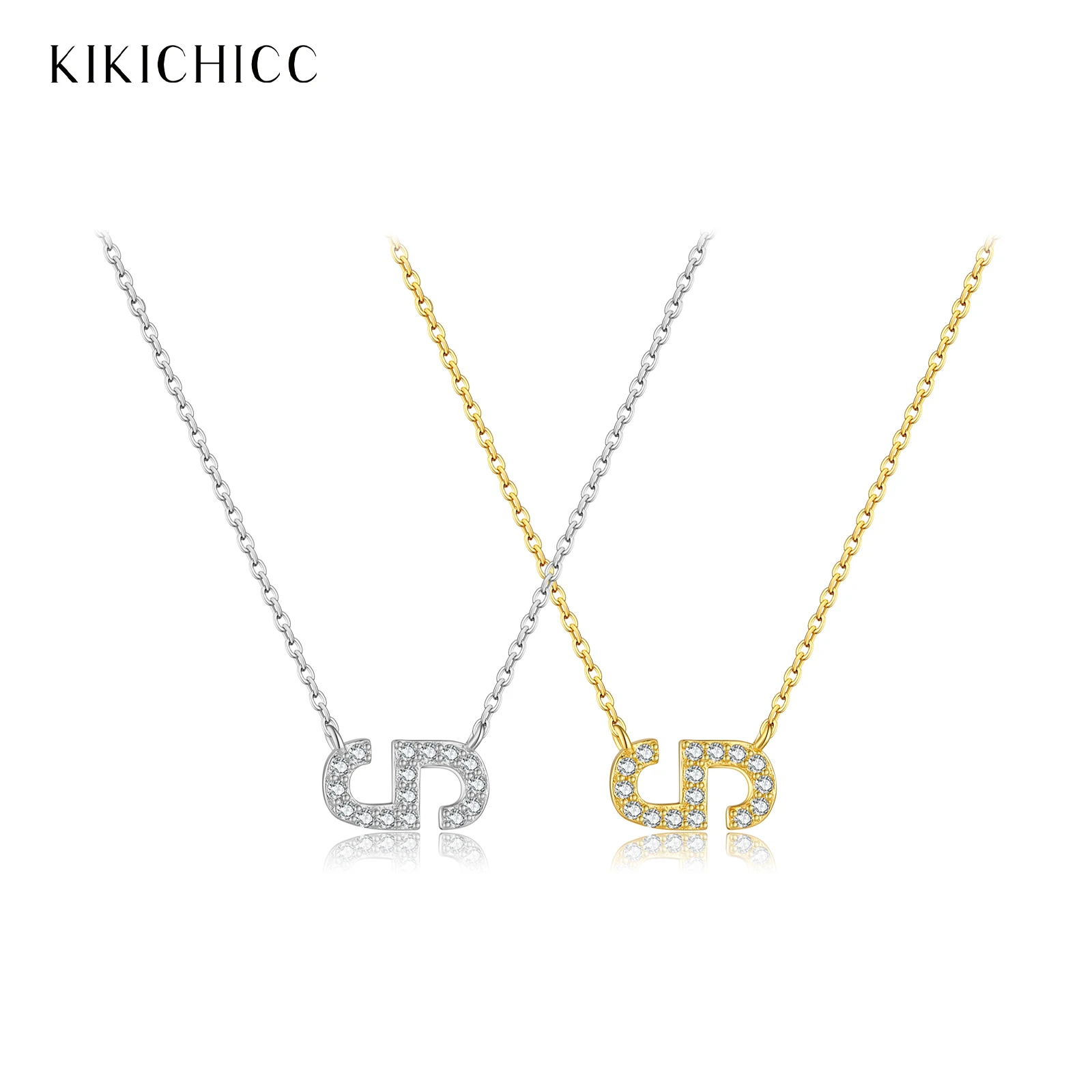 KIKICHICC Стерлингового Серебра 925 Асимметричный Символ Циркон CZ Кулон Длинное