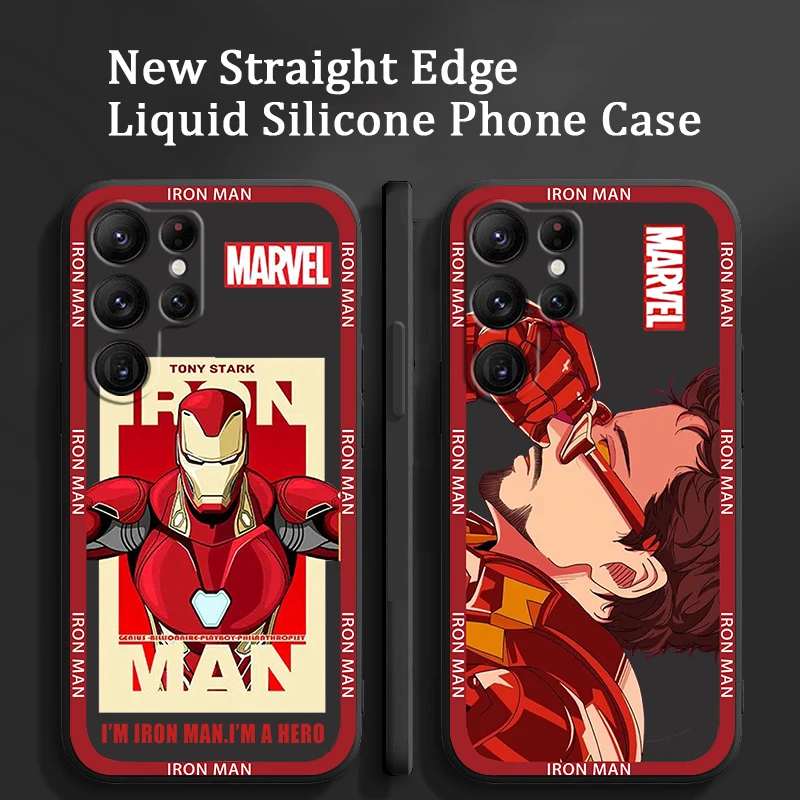 

Marvel Iron Man Avengers Art Phone Case For Samsung Galaxy S22 S21 S20 FE S10 Note 20 10 Plus Lite Ultra 5G Liquid Rope Cover