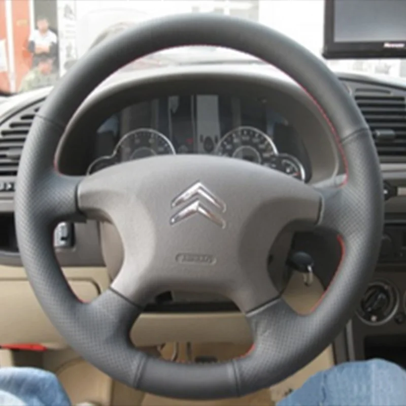 

Hand-Stitched Non-Slip Black Artificial Leather Car Steering Wheel Cover for Citroen Elysee c-elysee Xsara Picasso