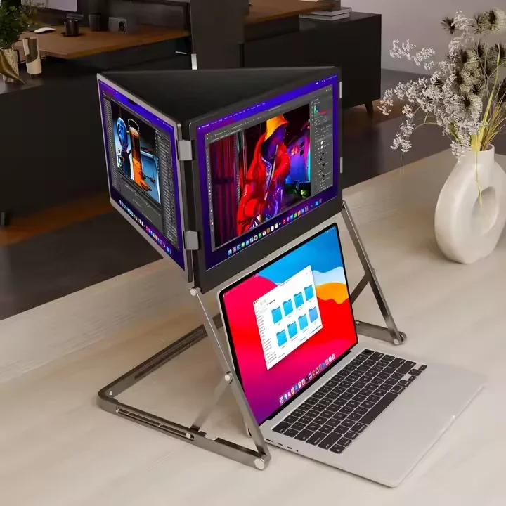 Фото Tricreate 15,6-дюймовый тройной интерфейс 1080P FHD USB-C, новый инфракрасный портативный монитор для ноутбука, IPS ЖК-дисплей, алюминий №5