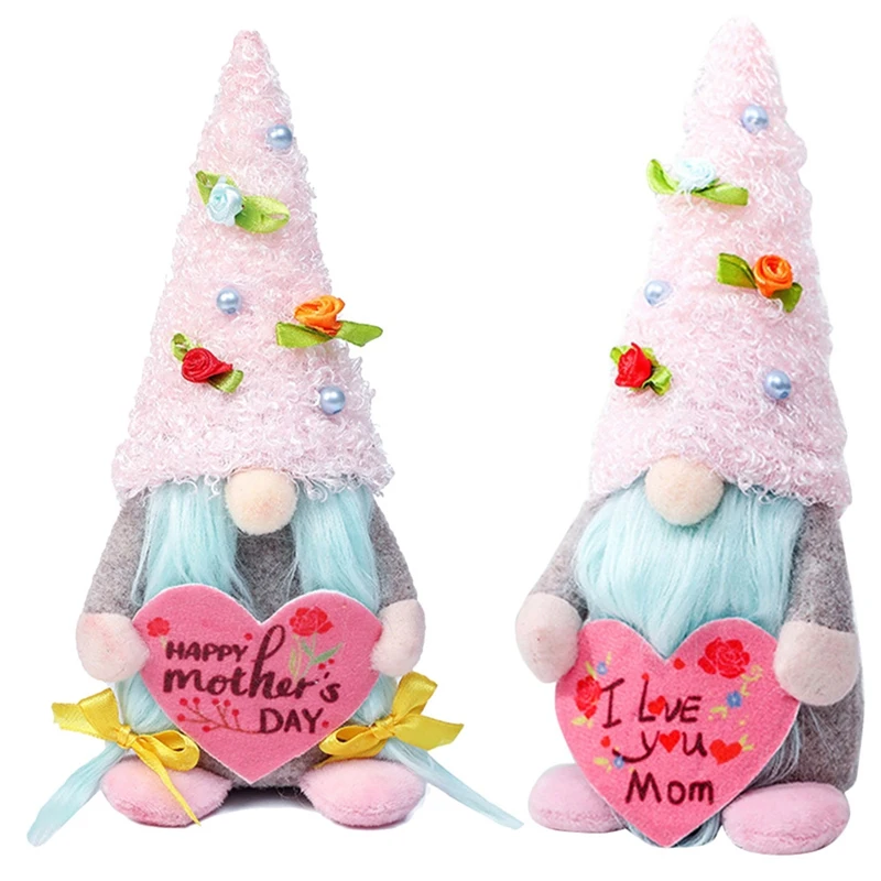 

2 Pcs Dwarf Gnome Faceless Doll Mother's Day Gift Kawaii Cartoon Plush Doll Miniatures Holiday Ornaments Home Decoration