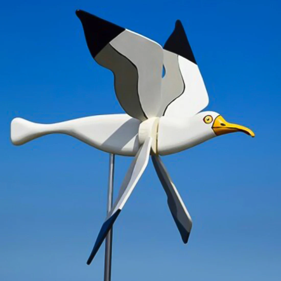 Seagull Windmill Garden Statue Ornaments Courtyard Floor Plug Outdoor Wind Spinners Catchers Bird Whirligig Yard Lawn Home Decor