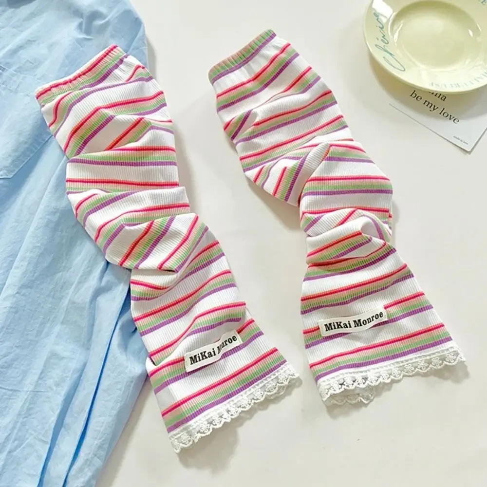 Sun Protection Ice Silk Arm Sleeves Long Stripe UV Solar Breathable Anti-UV Summer Sunscreen Cycling