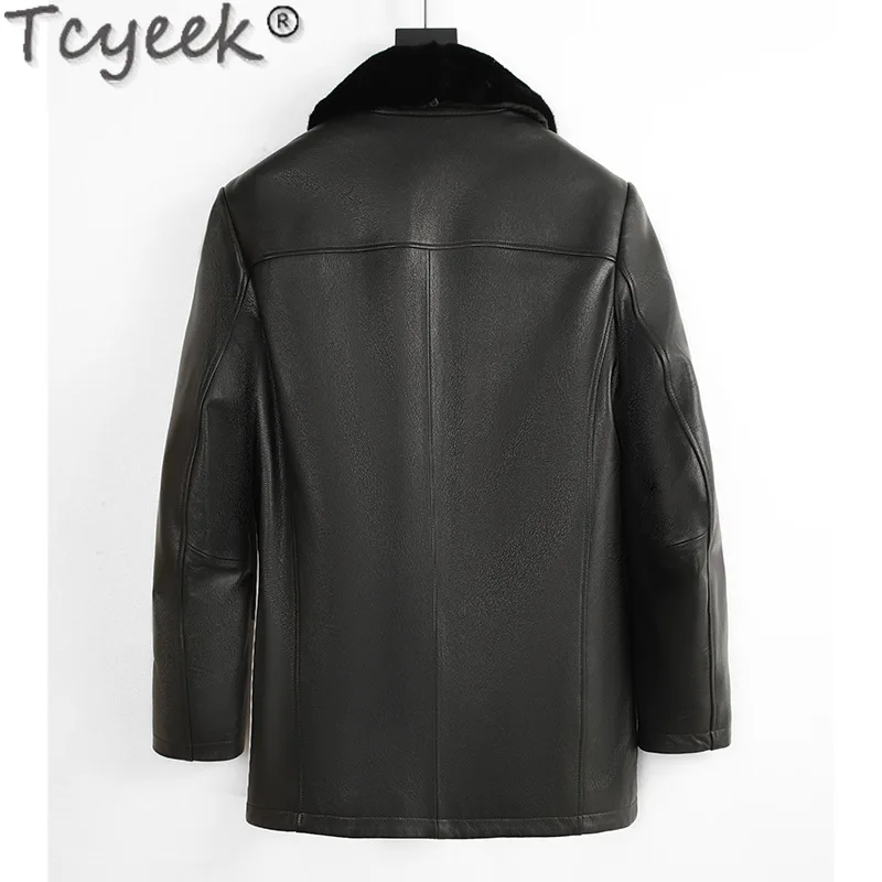 Tcyeek Мужские куртки из натуральной кожи козьей Пальто натурального норкового