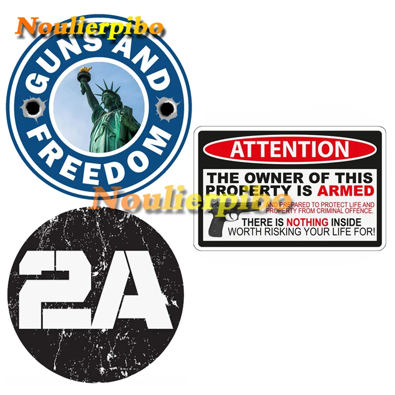 

Personality Car Stickers Gun and Liberty 2a Second Amendment Gun Rights Stickers PVC Vinyl Decals Auto Body Window Laptop Decals