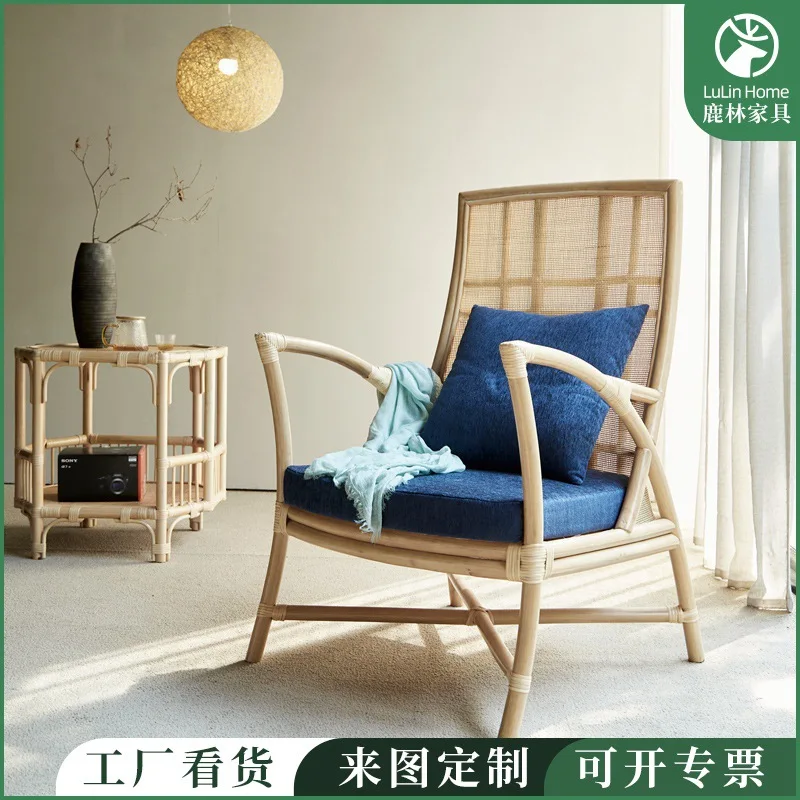 

Bed & Breakfast Bamboo Chair Nordic Home Living Room Backrest Couch Balcony Leisure Single Rattan Chair Tea Table