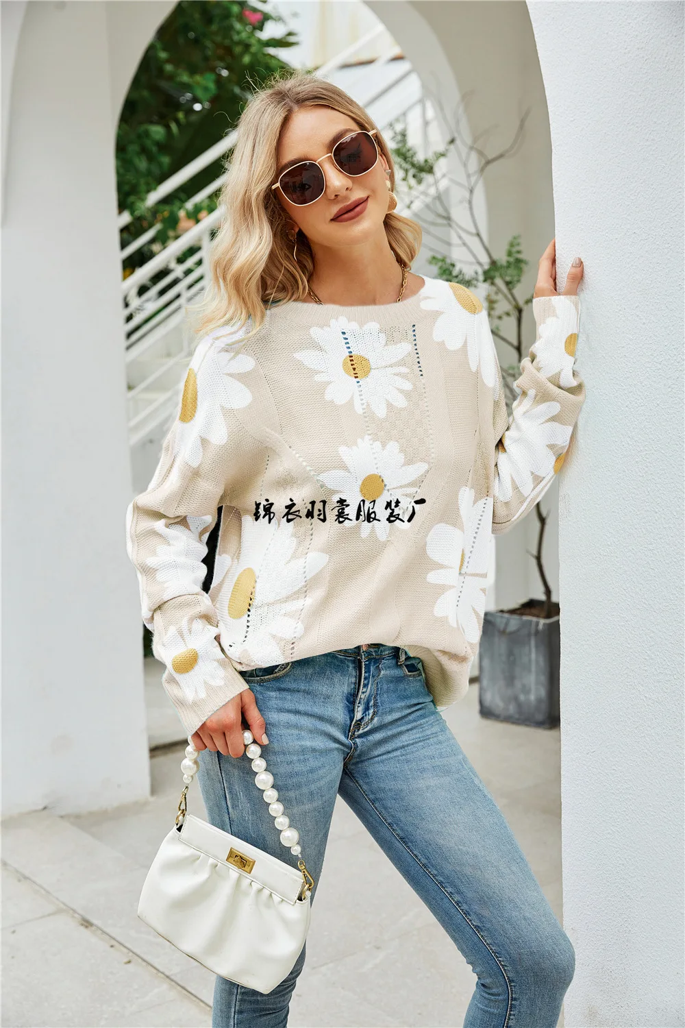 Фото Топ Y2k Pull Femme Женская одежда Цветочный полый модный универсальный свитер с круглым вырезом и длинными рукавами Prendas De Punto Nuevas №4