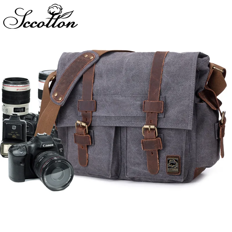 

Men's Canvas Shoulder Bag European and American Style Messenger Bag Men's Casual Bag Retro Style