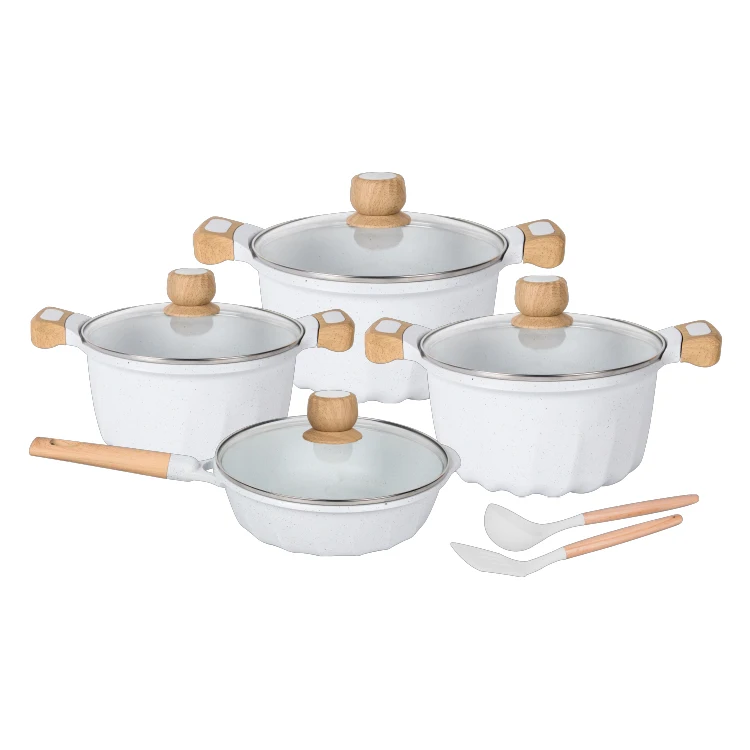 

Высококачественная алюминиевая керамическая Антипригарная посуда из 10 предметов, наборы кухонной посуды, кастрюля для супа/сковорода для ...