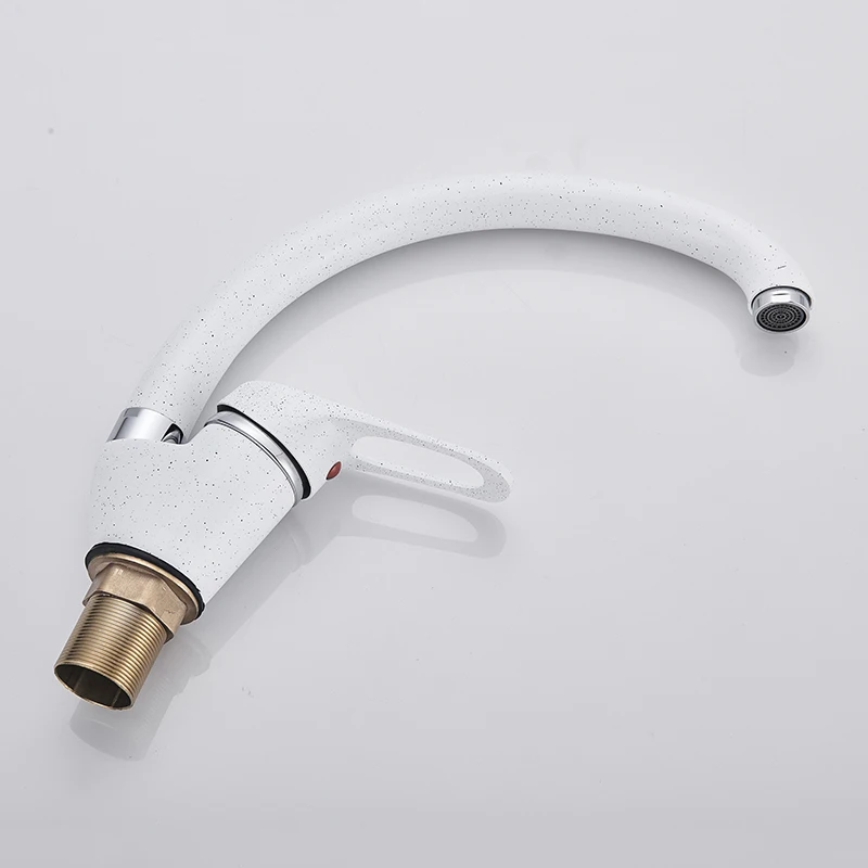 Смеситель кухонный с одной ручкой белый кран для холодной и горячей воды