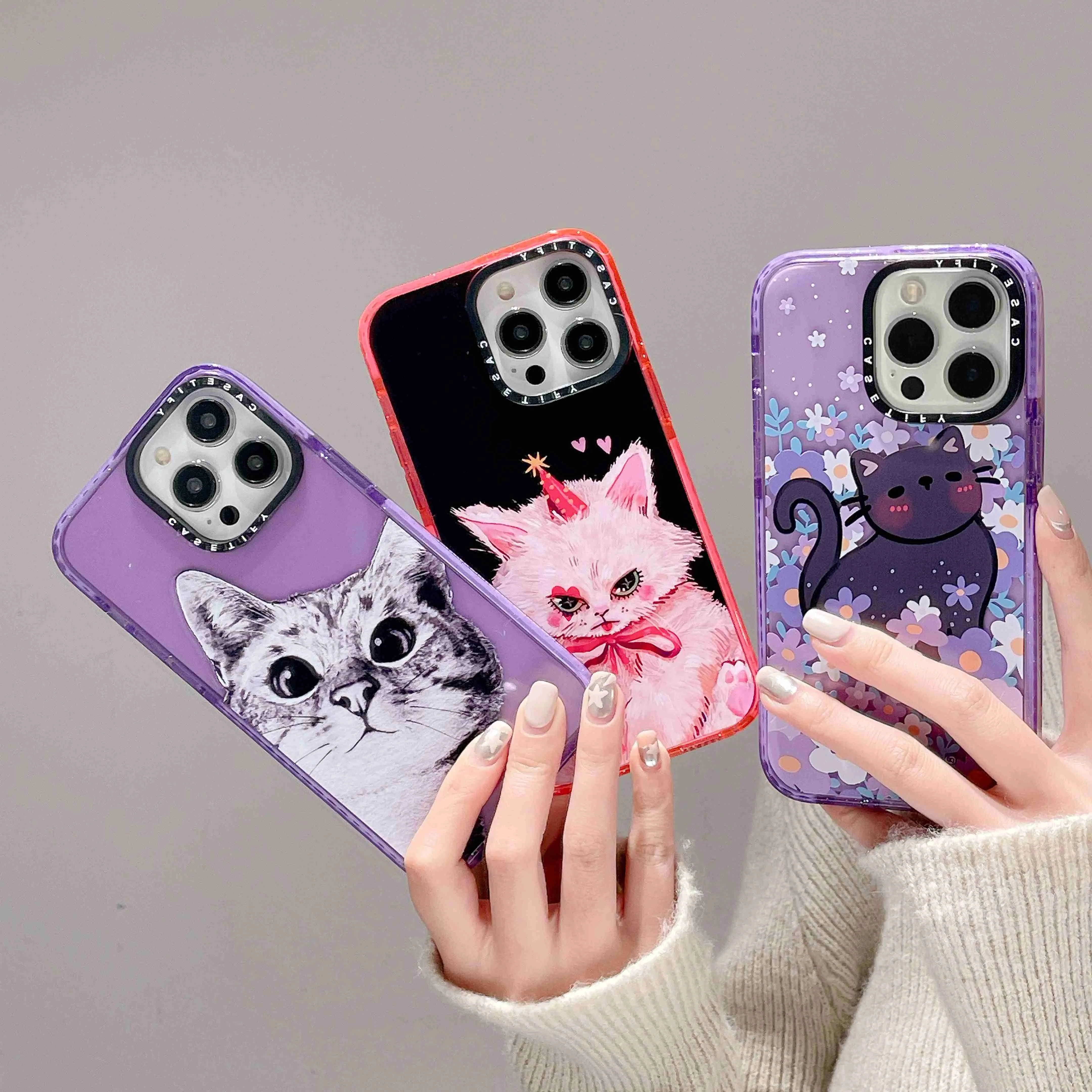 

CASETIFY cute cat doodle Phone Cases For iPhone 14 13 12 11 Pro Max Back Cover