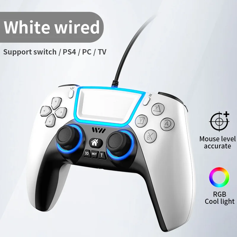 Wired Game Controller Gamepad RGB Light Touchpad Back Key Support 3D Joystick for PS3 PS5 PS4 Android Switch PC TV Controller