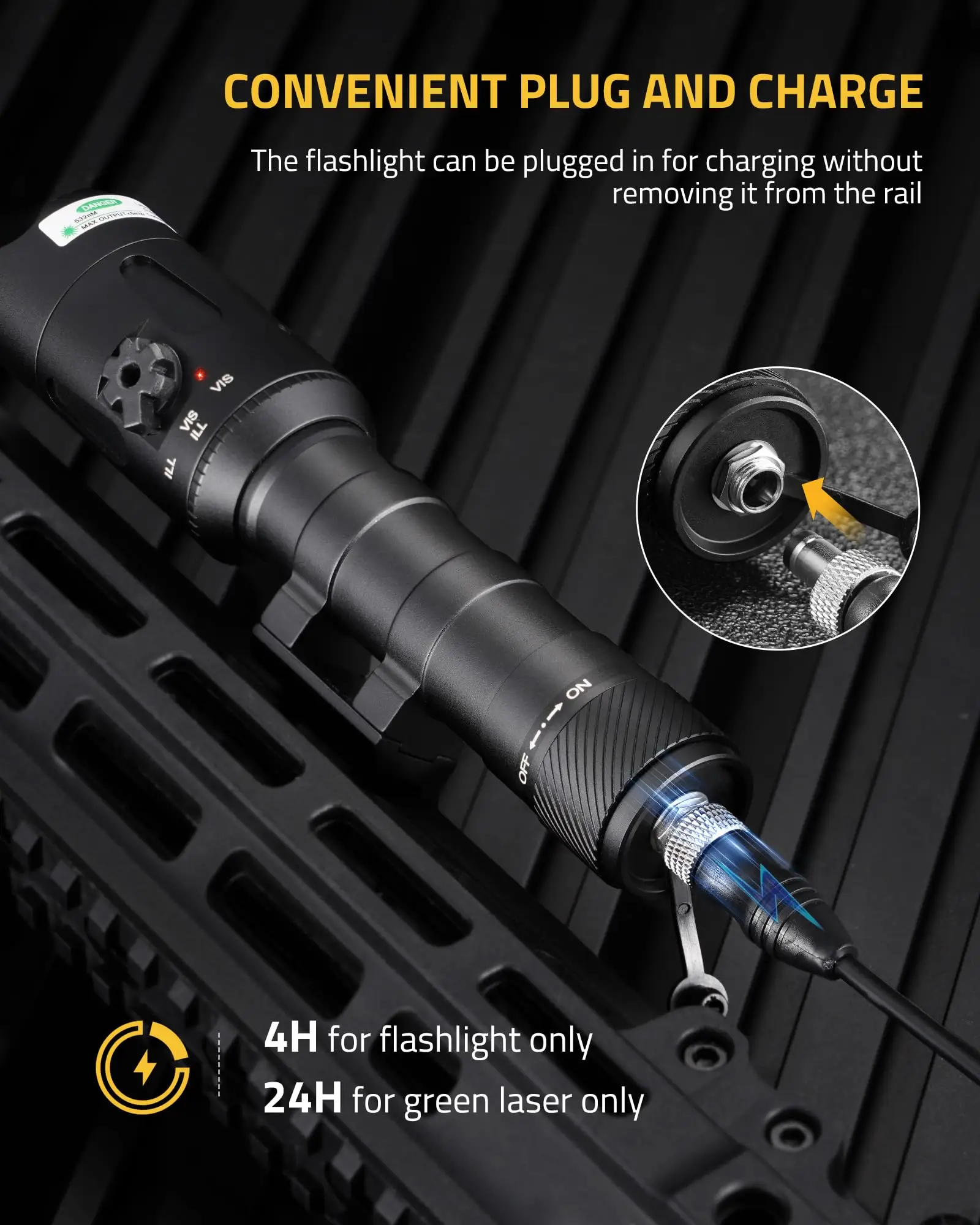 Тактический фонарик 1680 люмен для винтовки с зеленым лучом Лазерный