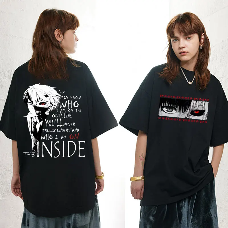 

Anime Tokyo Ghoul T Shirt Kaneki Ken Eyes Print T-Shirt Harajuku Gothic Loose T Shirts Unisex Casual Vintage Oversized T-shirt