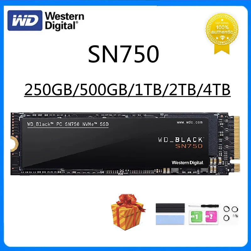 

Western Digital WD черный SN750 1 ТБ 500 Гб 250 ГБ 2 ТБ 4 ТБ Внутренний твердотельный накопитель M.2 2280 NVMe PCIe Gen3 * 4 Nand SSD ПК Оригинал