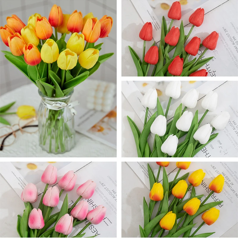 

Artificial Tulip Flowers For Decoration Home Wedding Bouquet Bridal Flowers Silicone Tulips Like Live Party Decoration Plants