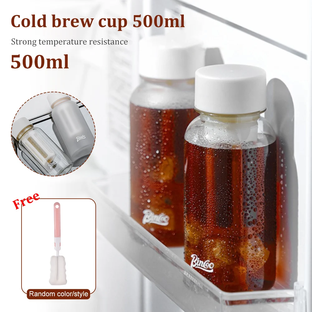 

Portable Coffee Cup 500ML Cold Brew Coffee Maker Travel Water Bottle Leakproof Iced Juice Tea Cup for Gym Camping Office