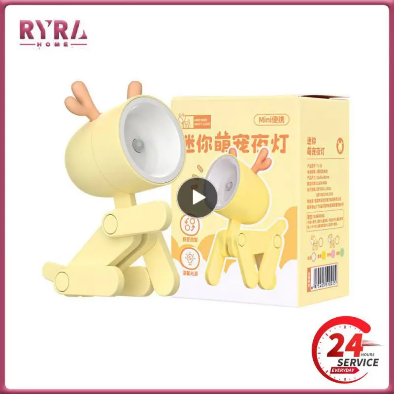 

1~10PCS Mini LED Night Light Kawaii Dog And Deer Shape Light Folding Table Lamp Kids Room Bedside Bedroom Decoration Cute Room