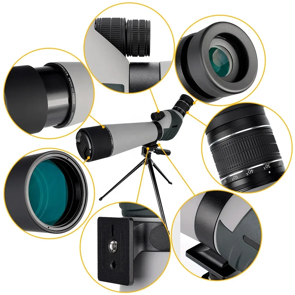 Водонепроницаемый охотничий монокулярный телескоп высокого разрешения 20-60X80