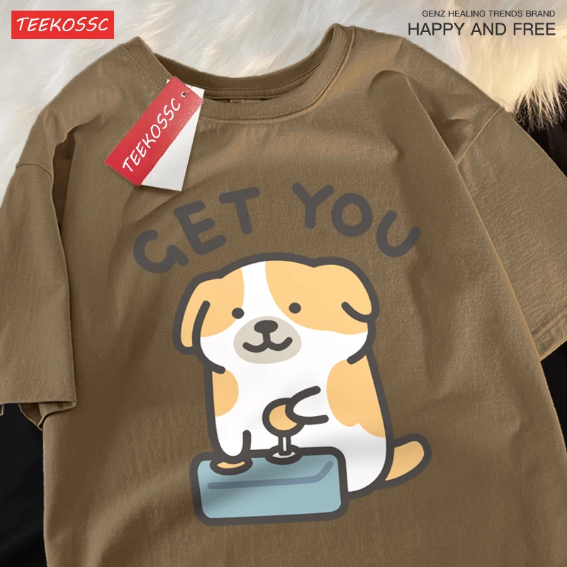 Хлопковые мужские футболки с рисунками из мультфильмов принтом забавной собаки