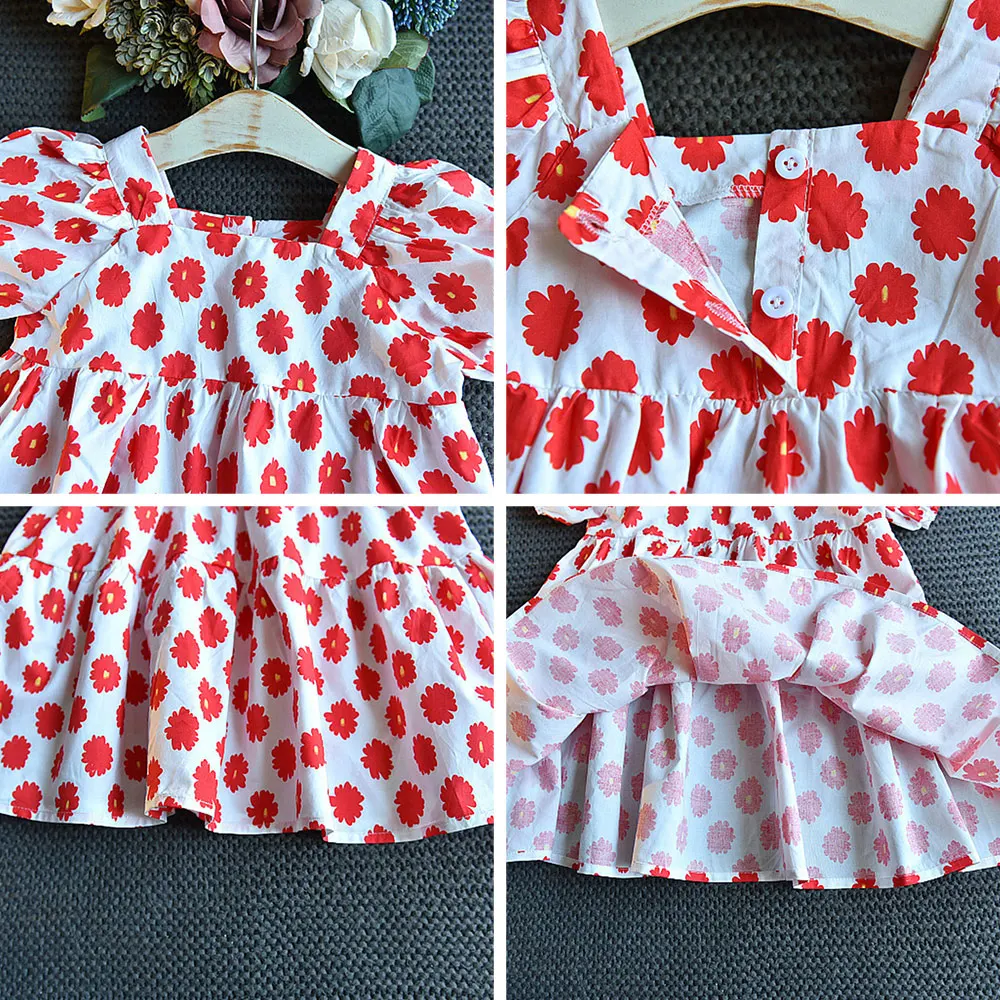 Повседневные Вечерние платья для девочек модные с цветочным принтом платье