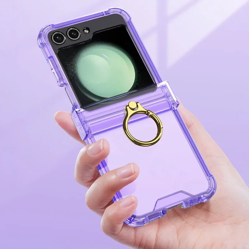 Противоударный силиконовый чехол-бампер с кольцом-держателем для Samsung Galaxy Z Flip 5 5G